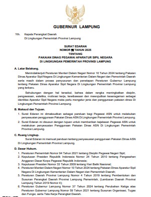 Pemprov Lampung Terbitkan Surat Edaran Terkait Penyesuaian Pakaian Dinas ASN